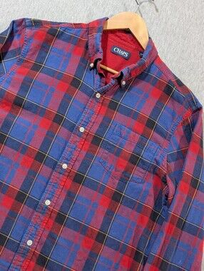 Chaps Flannel Plaid Shirt Men's XLT Red Blue Classic